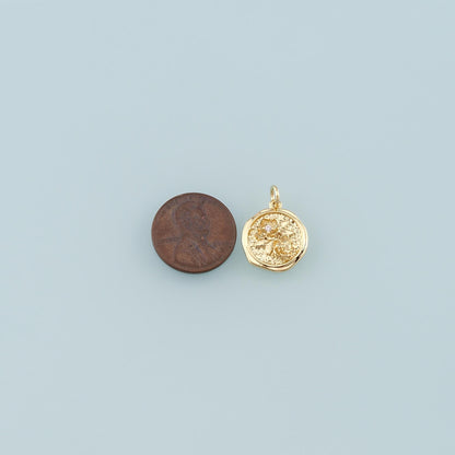 Gold Flower Charms,18K Gold Filled Flower Pendant,CZ Micro Pave Flower Charm Bracelet Necklace for DIY Jewelry Making Supply