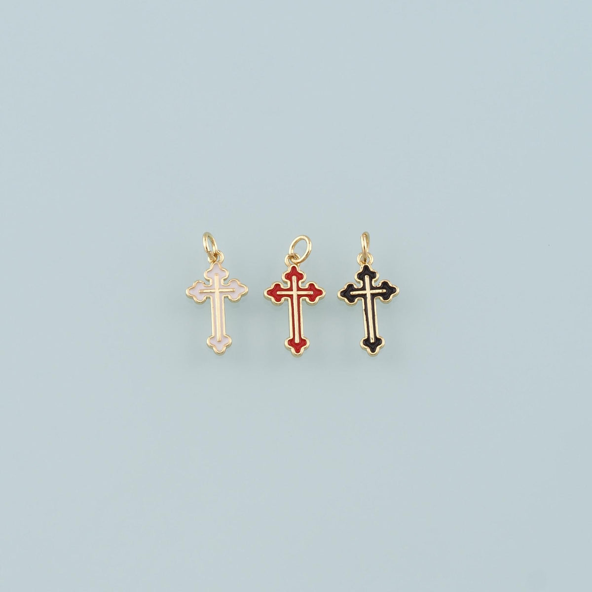 Gold Cross Charms,18K Gold Filled Cross Pendant,Enamel Religion Charm Bracelet Necklace for DIY Jewelry Making Supply