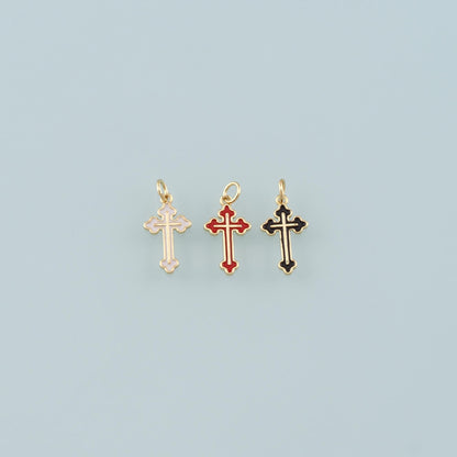 Gold Cross Charms,18K Gold Filled Cross Pendant,Enamel Religion Charm Bracelet Necklace for DIY Jewelry Making Supply
