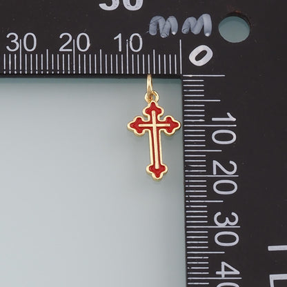 Gold Cross Charms,18K Gold Filled Cross Pendant,Enamel Religion Charm Bracelet Necklace for DIY Jewelry Making Supply