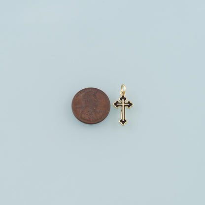 Gold Cross Charms,18K Gold Filled Cross Pendant,Enamel Religion Charm Bracelet Necklace for DIY Jewelry Making Supply