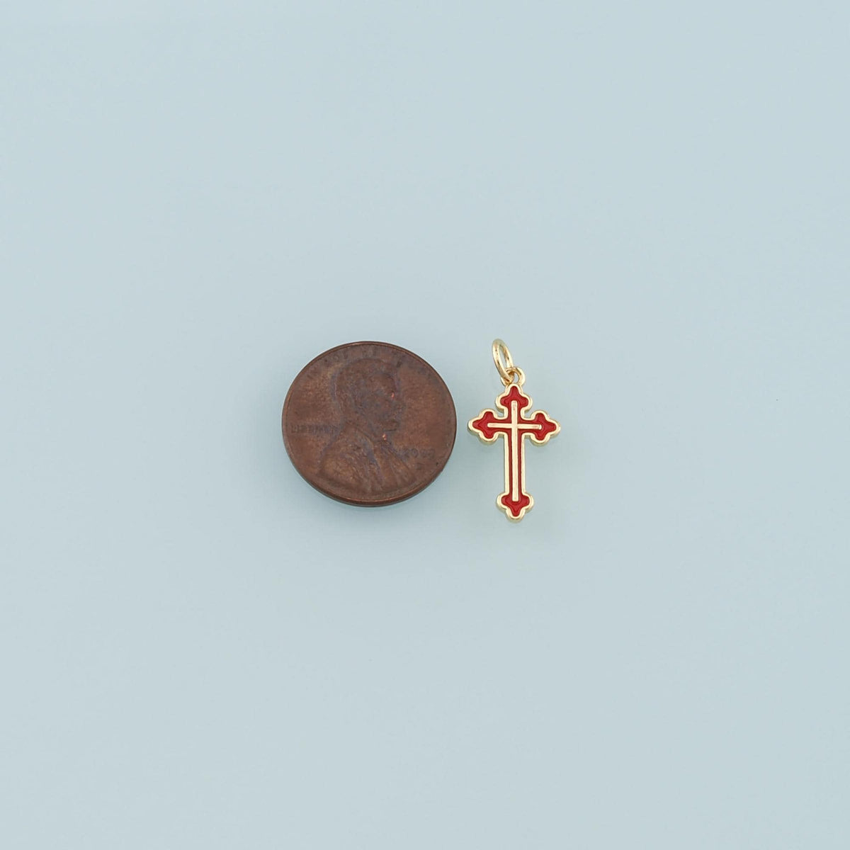 Gold Cross Charms,18K Gold Filled Cross Pendant,Enamel Religion Charm Bracelet Necklace for DIY Jewelry Making Supply