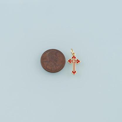 Gold Cross Charms,18K Gold Filled Cross Pendant,Enamel Religion Charm Bracelet Necklace for DIY Jewelry Making Supply