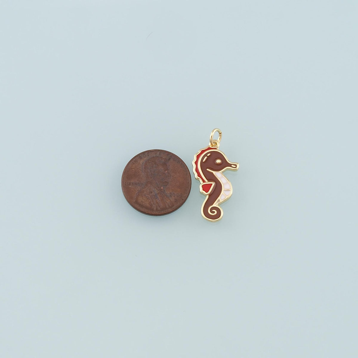 Gold Sea Animals Charm,18K Gold Filled Seahorse Pendant,Enamel Seahorse Charm Bracelet Necklace for DIY Jewelry Making Supply