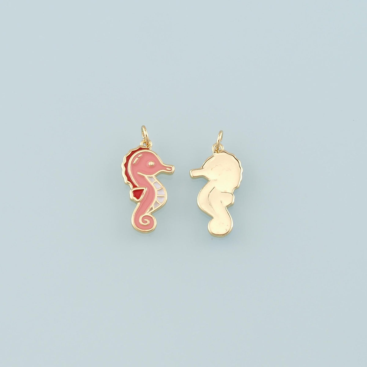 Gold Sea Animals Charm,18K Gold Filled Seahorse Pendant,Enamel Seahorse Charm Bracelet Necklace for DIY Jewelry Making Supply