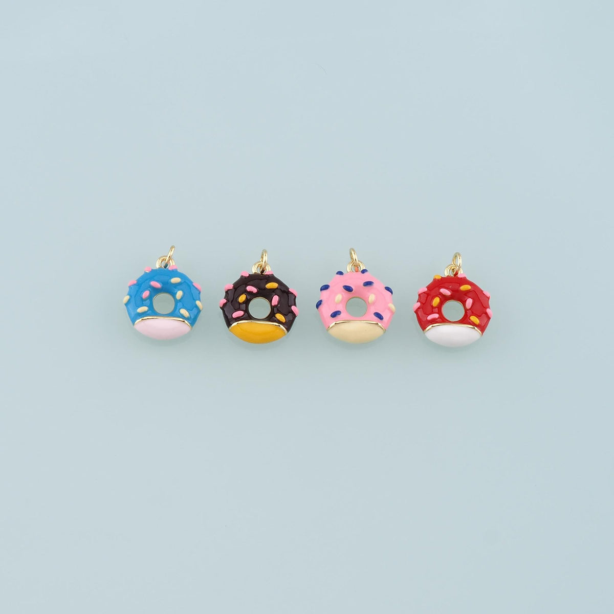Gold Dessert Charm,18K Gold Filled Donut Pendant,Enamel Donut Charm Bracelet Necklace for DIY Jewelry Making Supply