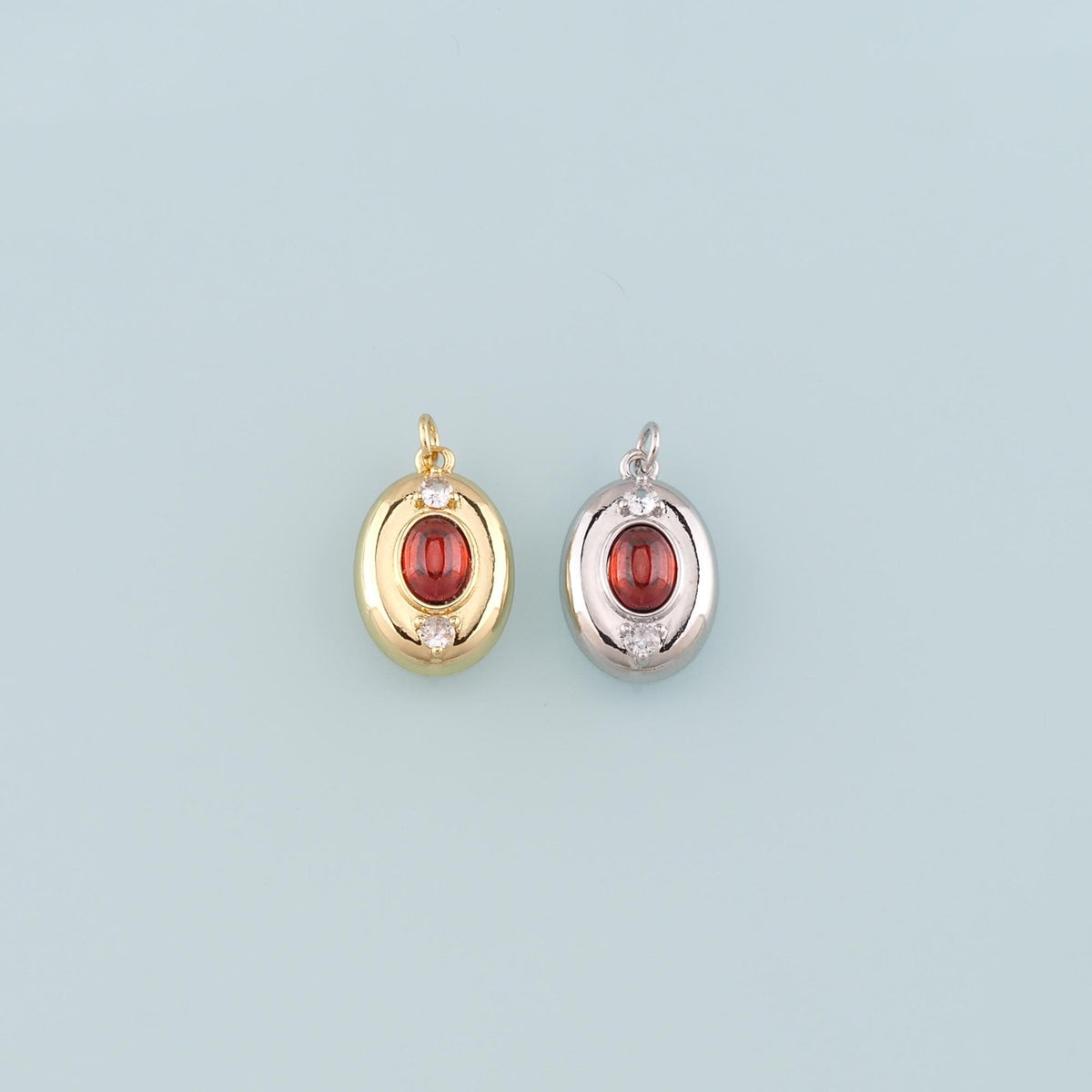 Gold Oval Charm,18K Gold Filled Oval Pendant Bracelet Necklace for DIY Jewelry Making Supply