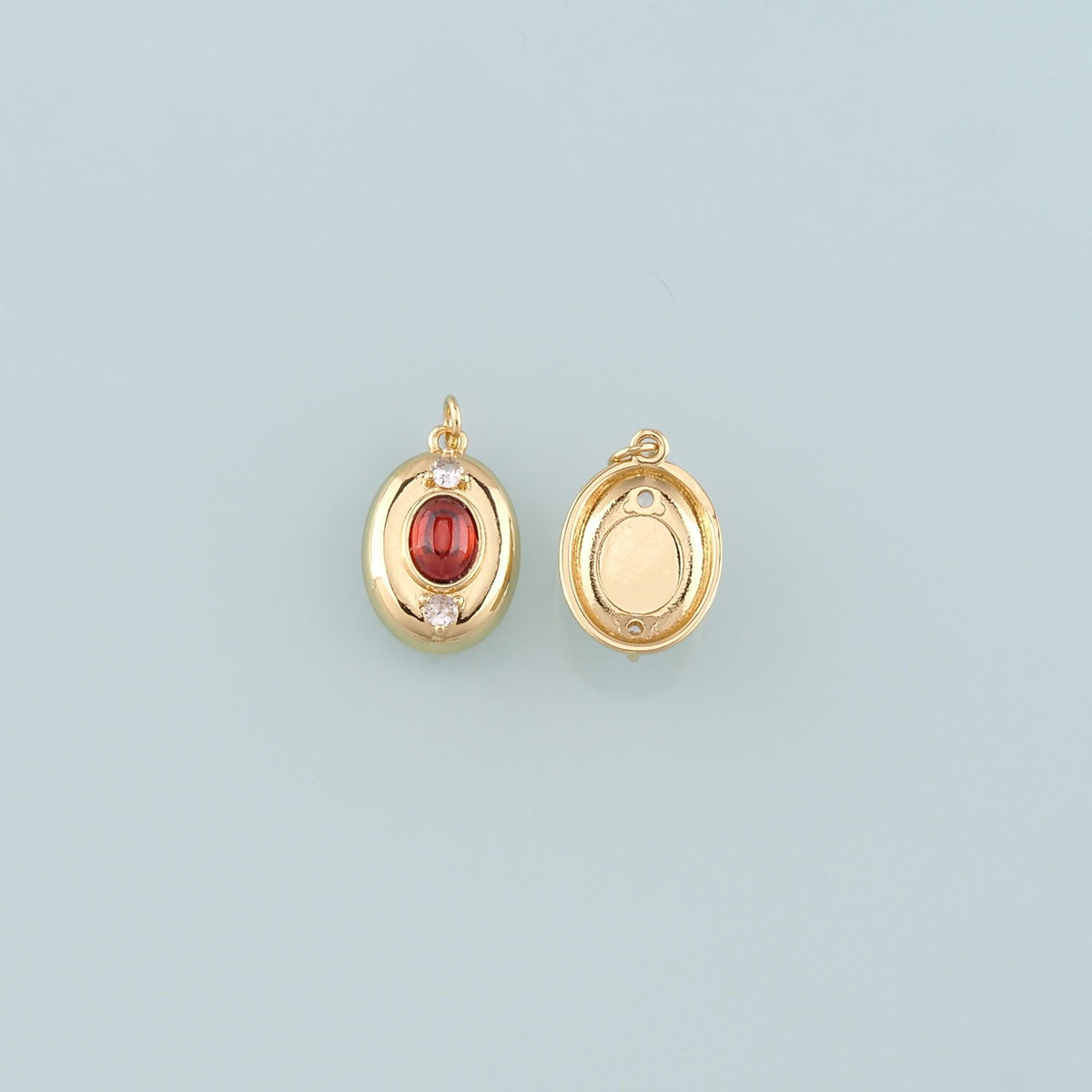 Gold Oval Charm,18K Gold Filled Oval Pendant Bracelet Necklace for DIY Jewelry Making Supply