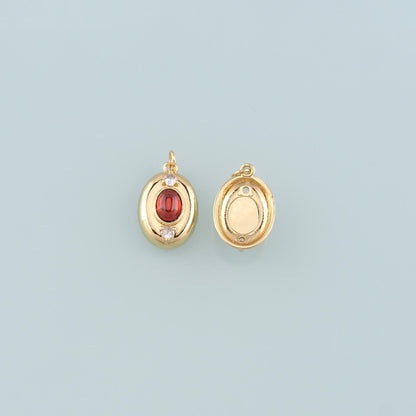 Gold Oval Charm,18K Gold Filled Oval Pendant Bracelet Necklace for DIY Jewelry Making Supply