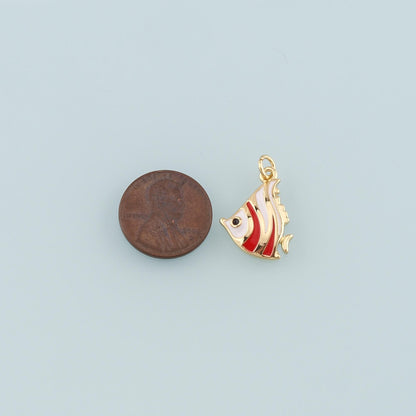 Gold Fish Charms,18K Gold Filled Fish Pendant,Enamel Ocean Charm Bracelet Necklace for DIY Jewelry Making Supply