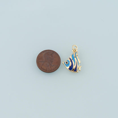 Gold Fish Charms,18K Gold Filled Fish Pendant,Enamel Ocean Charm Bracelet Necklace for DIY Jewelry Making Supply