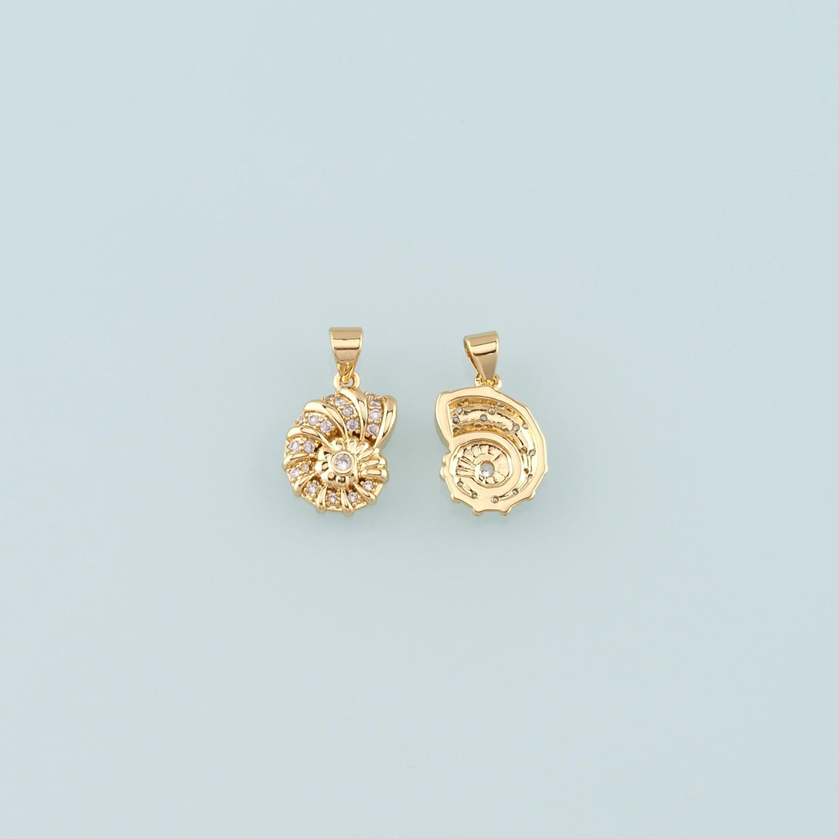 18K Gold Filled Shell CZ Charm Pendant for Jewelry Making