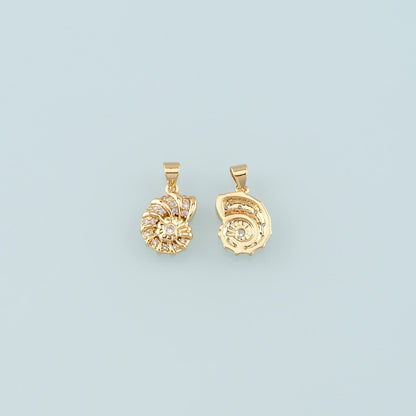 18K Gold Filled Shell CZ Charm Pendant for Jewelry Making