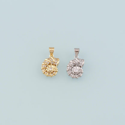 18K Gold Filled Shell CZ Charm Pendant for Jewelry Making