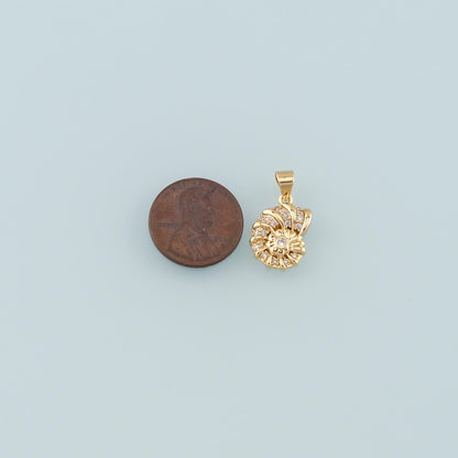 18K Gold Filled Shell CZ Charm Pendant for Jewelry Making