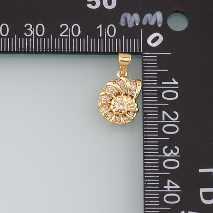 18K Gold Filled Shell CZ Charm Pendant for Jewelry Making