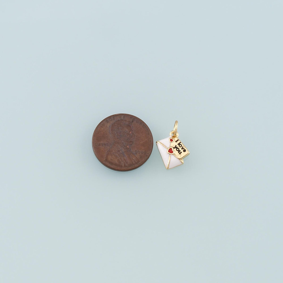 18K Gold Filled Love Letter Pendant,Enamel Heart Envelope Charm Bracelet Necklace for DIY Jewelry Making Supply