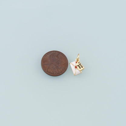 18K Gold Filled Love Letter Pendant,Enamel Heart Envelope Charm Bracelet Necklace for DIY Jewelry Making Supply