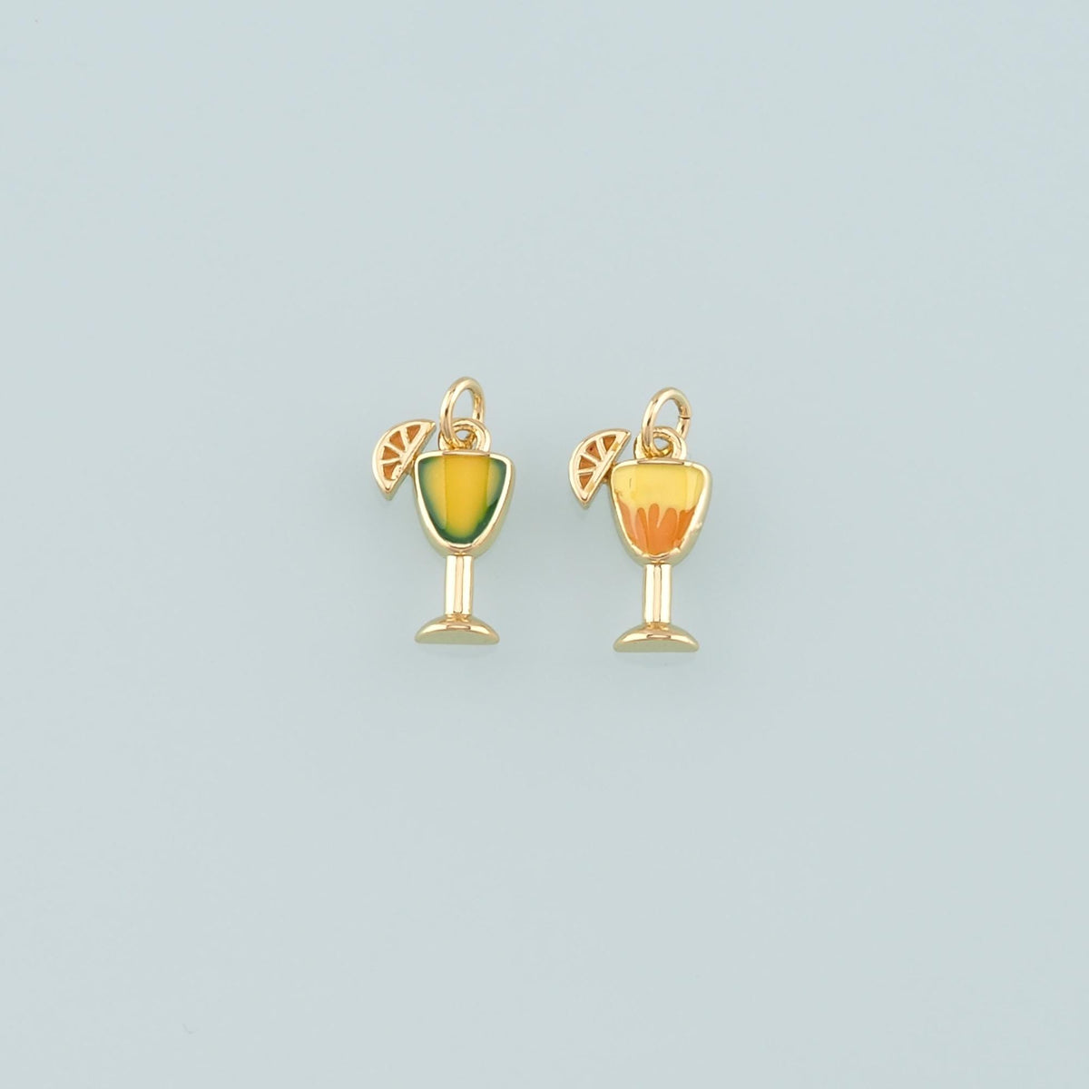 Gold Drinks Charms,18K Gold Filled Juice Pendant,Enamel Juice Charm Bracelet Necklace for DIY Jewelry Making Supply