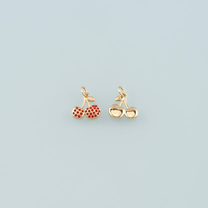 18K Gold Filled Cherry Enamel Charm Pendant for Jewelry Making