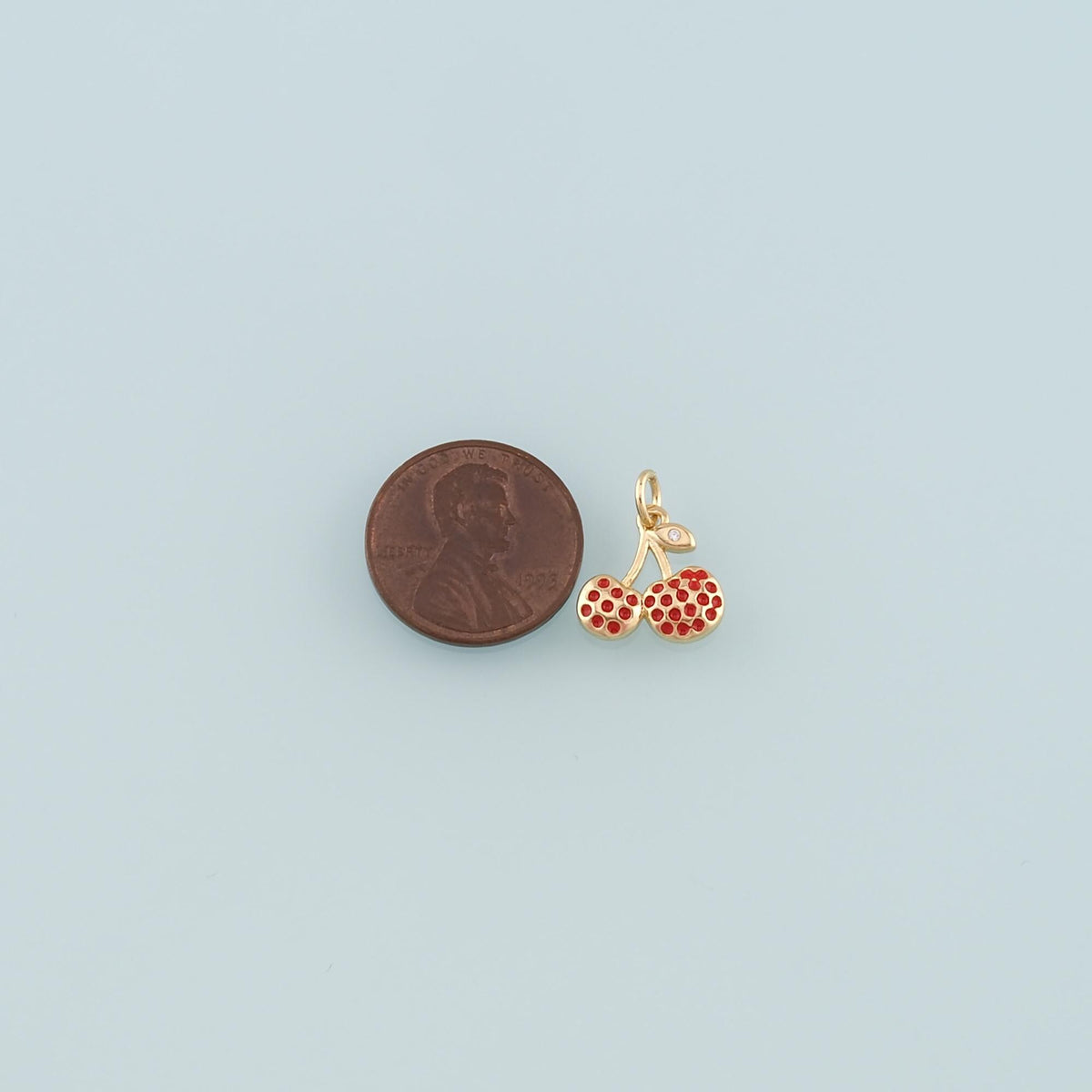 18K Gold Filled Cherry Enamel Charm Pendant for Jewelry Making