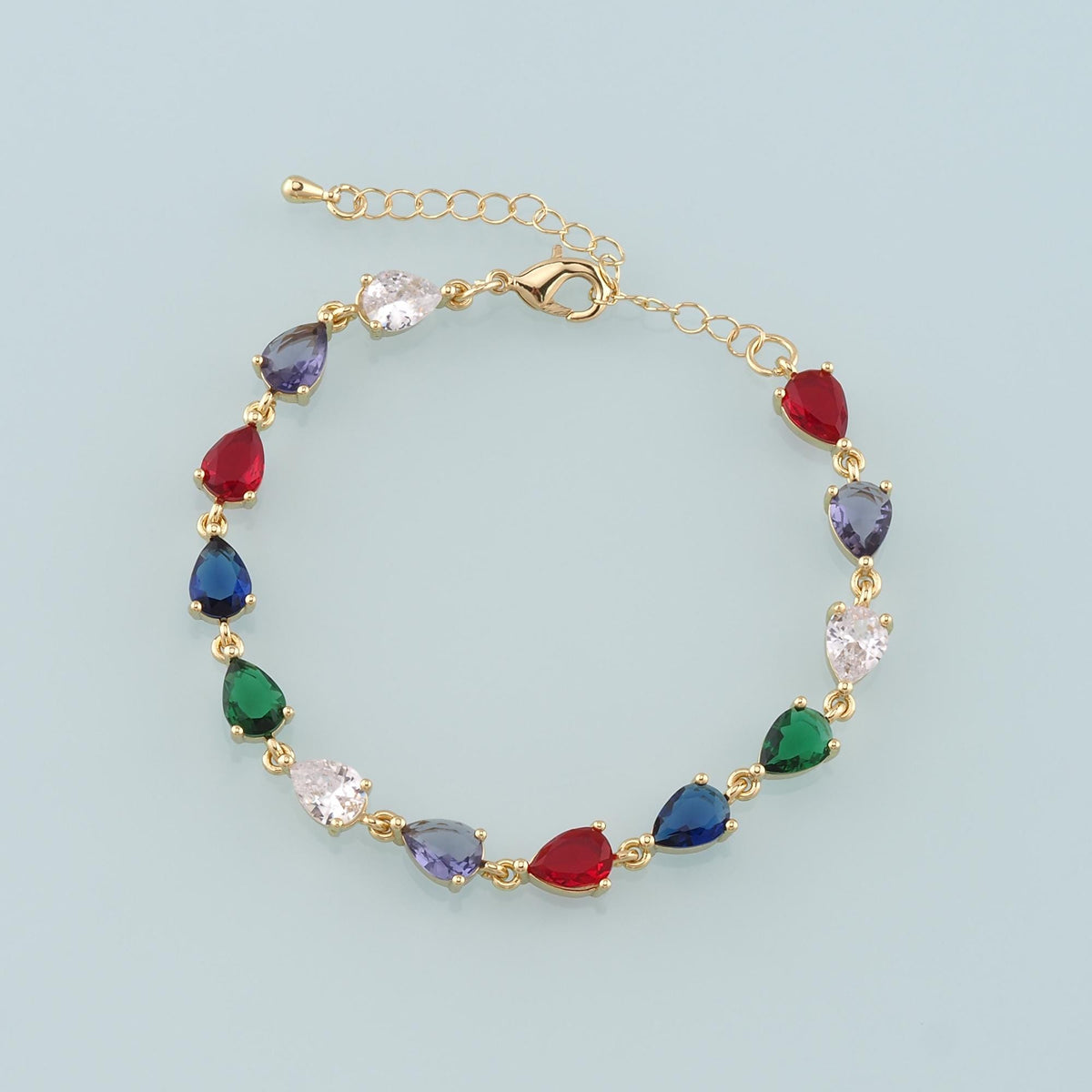 Gold Adjustable Chain,18K Gold Filled Multicolor Teardrop Bracelet,Semi Finished Bracelets,Bracelets for Jewelry Making