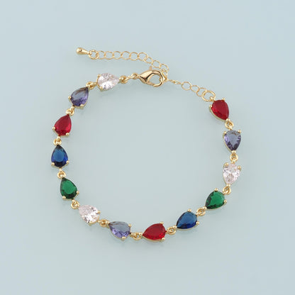 Gold Adjustable Chain,18K Gold Filled Multicolor Teardrop Bracelet,Semi Finished Bracelets,Bracelets for Jewelry Making