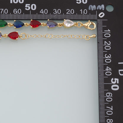 Gold Adjustable Chain,18K Gold Filled Multicolor Teardrop Bracelet,Semi Finished Bracelets,Bracelets for Jewelry Making