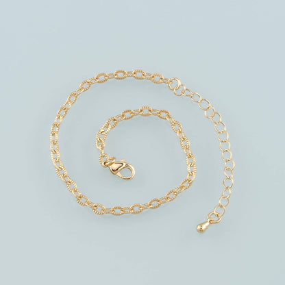 Gold Adjustable Chain,18K Gold Filled Oval Bracelet,Semi Finished Bracelets,Bracelets for Jewelry Making