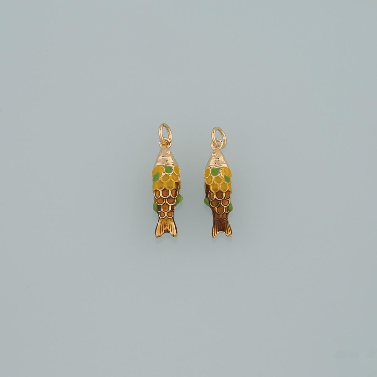 Gold Fish Charms,18K Gold Filled Enamel Fish Pendant,Cute Fish Charm Bracelet Necklace for DIY Jewelry Making Supply