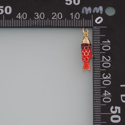 Gold Fish Charms,18K Gold Filled Enamel Fish Pendant,Cute Fish Charm Bracelet Necklace for DIY Jewelry Making Supply