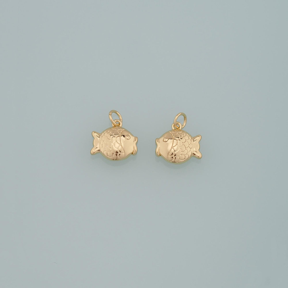 Gold Fish Charms,18K Gold Filled Fish Pendant,Ocean Charm Bracelet Necklace for DIY Jewelry Making Supply