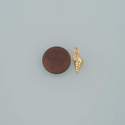 18K Gold Filled Shell CZ Charm Pendant for Jewelry Making