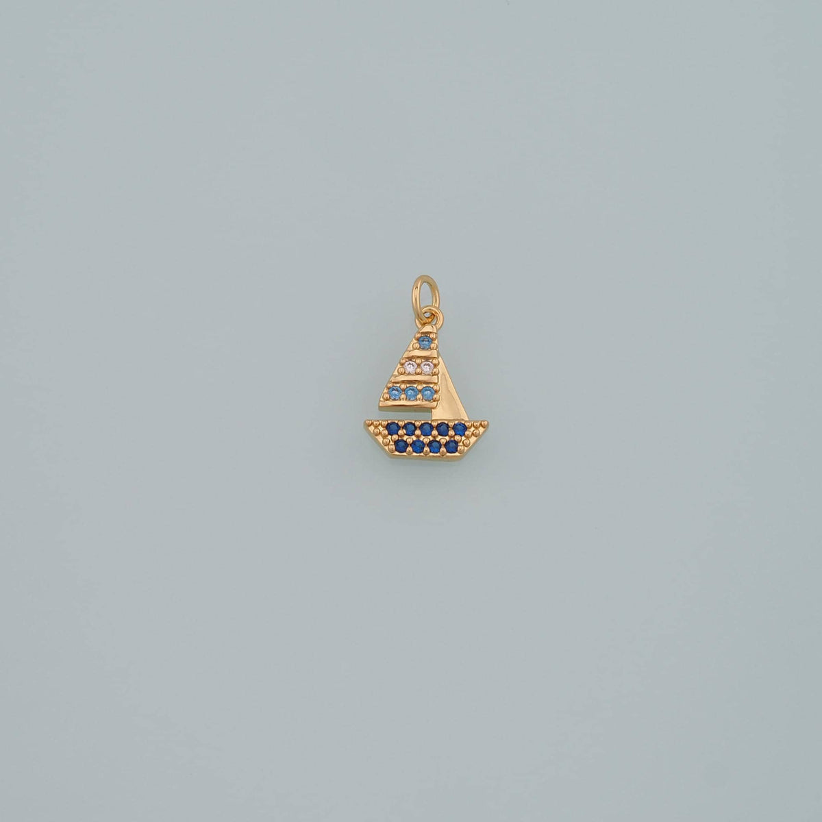 Gold Boat Charms,18K Gold Filled Sailboat Pendant,CZ Micro Pave Navigation Charm Bracelet Necklace for DIY Jewelry Making Sup
