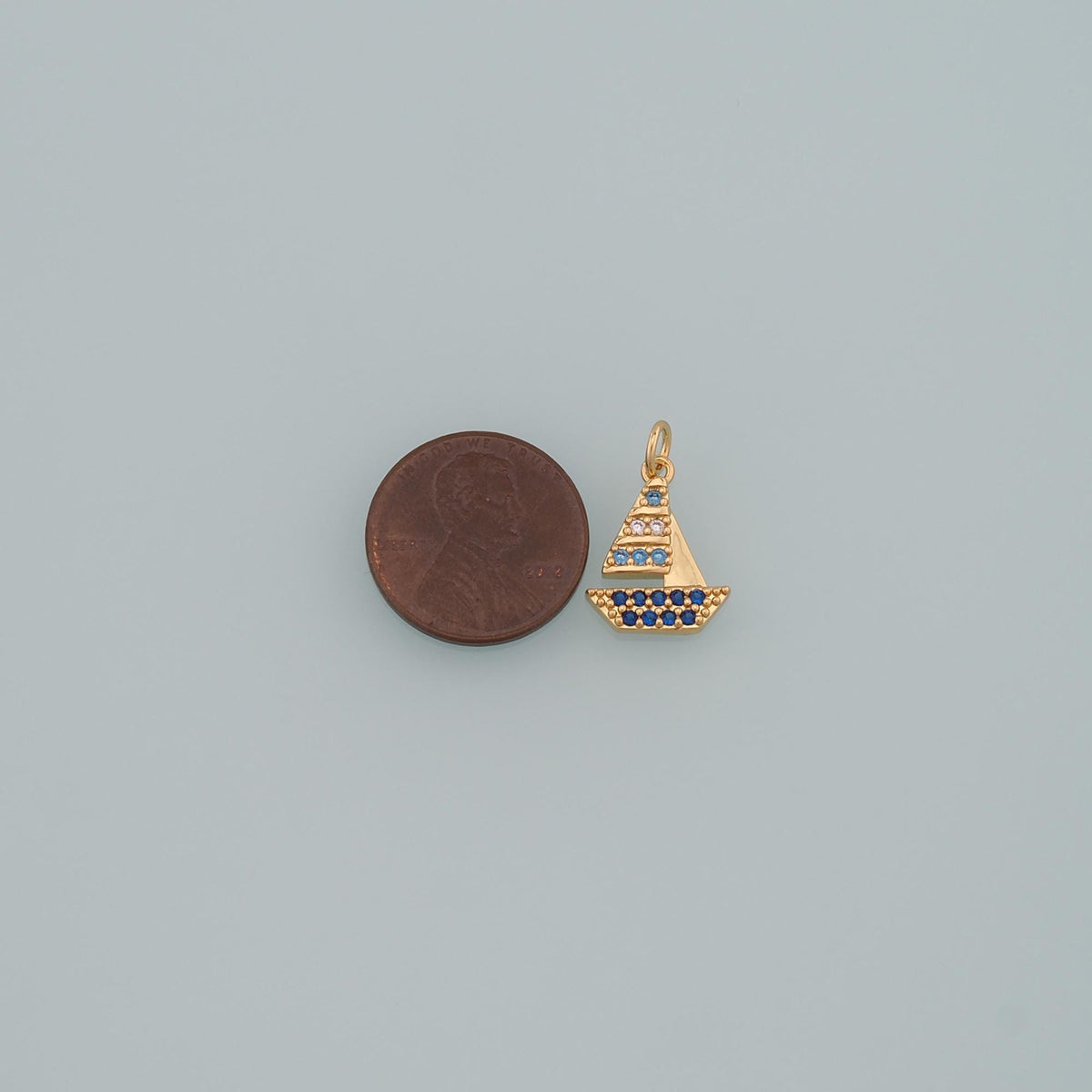 Gold Boat Charms,18K Gold Filled Sailboat Pendant,CZ Micro Pave Navigation Charm Bracelet Necklace for DIY Jewelry Making Sup