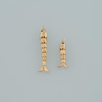 Gold Reticulated Fish Charms,18K Gold Filled Fish Pendant,Ocean Charm Bracelet Necklace for DIY Jewelry Making Supply