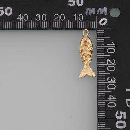 Gold Reticulated Fish Charms,18K Gold Filled Fish Pendant,Ocean Charm Bracelet Necklace for DIY Jewelry Making Supply
