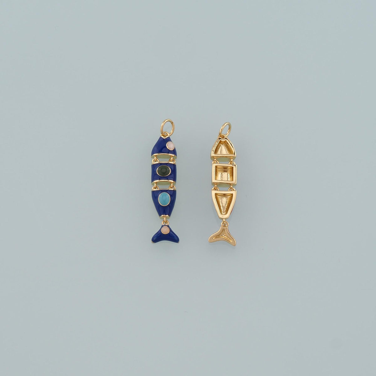Gold Reticulated Fish Charms,18K Gold Filled Fish Pendant,Enamel Ocean Charm Bracelet Necklace for DIY Jewelry Making Supply
