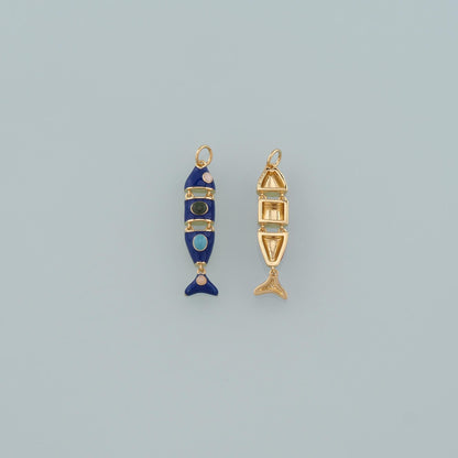 Gold Reticulated Fish Charms,18K Gold Filled Fish Pendant,Enamel Ocean Charm Bracelet Necklace for DIY Jewelry Making Supply
