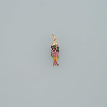 Gold Fish Charms,18K Gold Filled Fish Pendant,Enamel Ocean Charm Bracelet Necklace for DIY Jewelry Making Supply