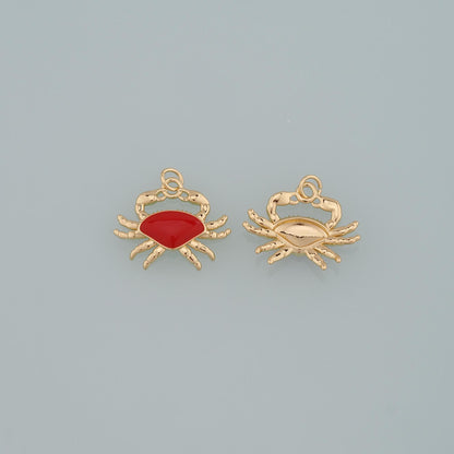 Gold Marine Life Charms,18K Gold Filled Crab Pendant,Enamel Crab Charms Bracelet Necklace for DIY Jewelry Making Supply