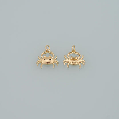 Gold Marine Life Charms,18K Gold Filled Crab Pendant,Crab Charms Bracelet Necklace for DIY Jewelry Making Supply