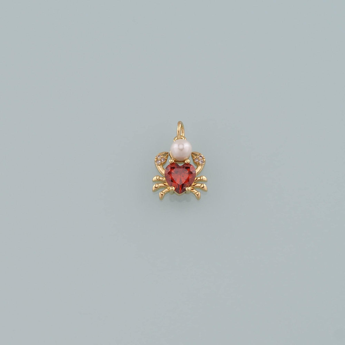 18K Gold Filled Hand CZ Pearl Charm Pendant for Jewelry Making