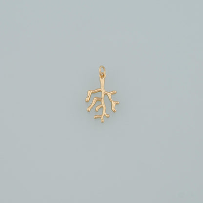 18K Gold Filled Coral Pendant,Coral Charm Bracelet Necklace for DIY Jewelry Making Supply