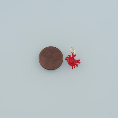 Gold Marine Life Charms,18K Gold Filled Crab Pendant,Enamel Crab Charms Bracelet Necklace for DIY Jewelry Making Supply