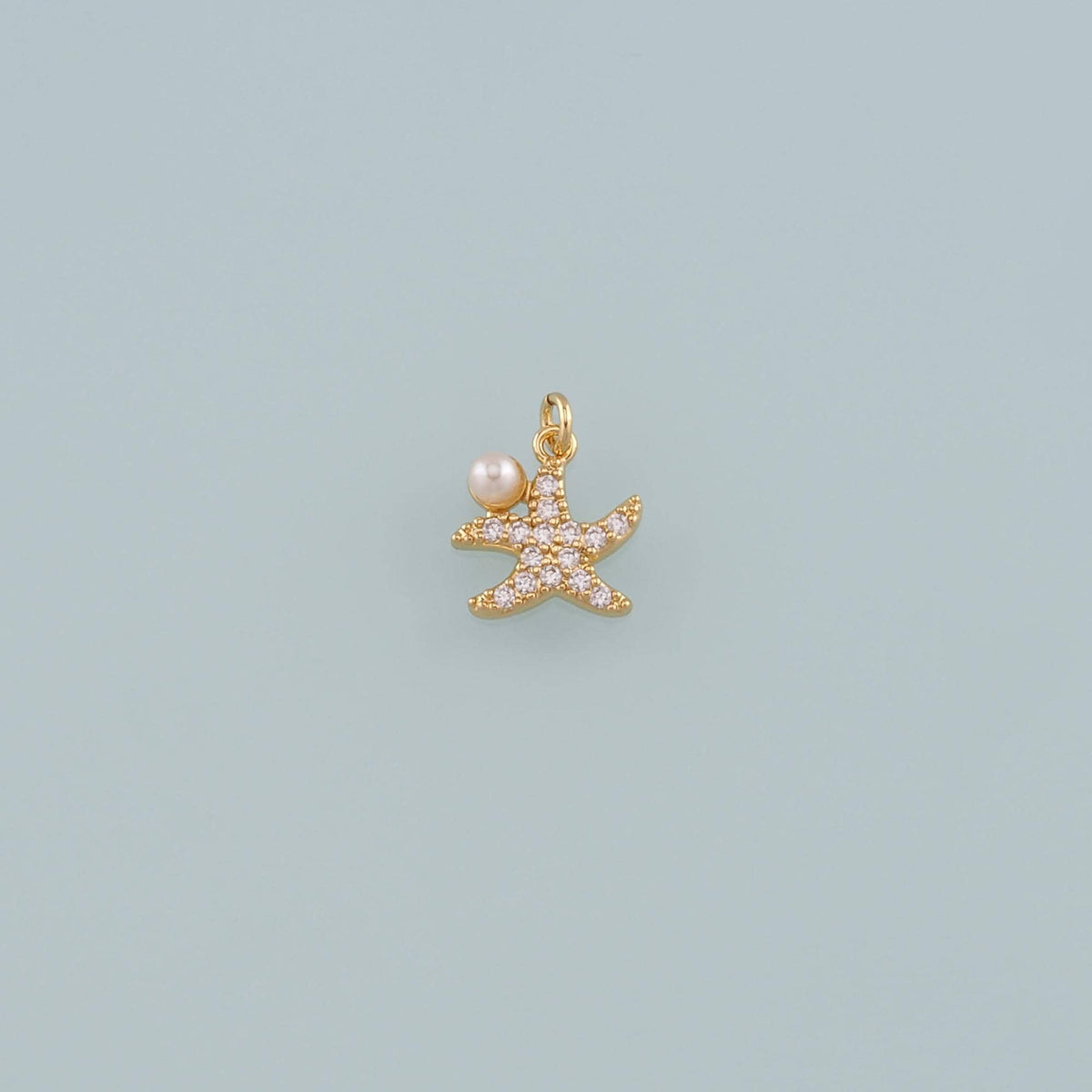 Gold Starfish Charms,18K Gold Filled Pearl Sea Star Pendant,CZ Micro Pave Starfish Charm Bracelet Necklace for DIY Jewelry Ma