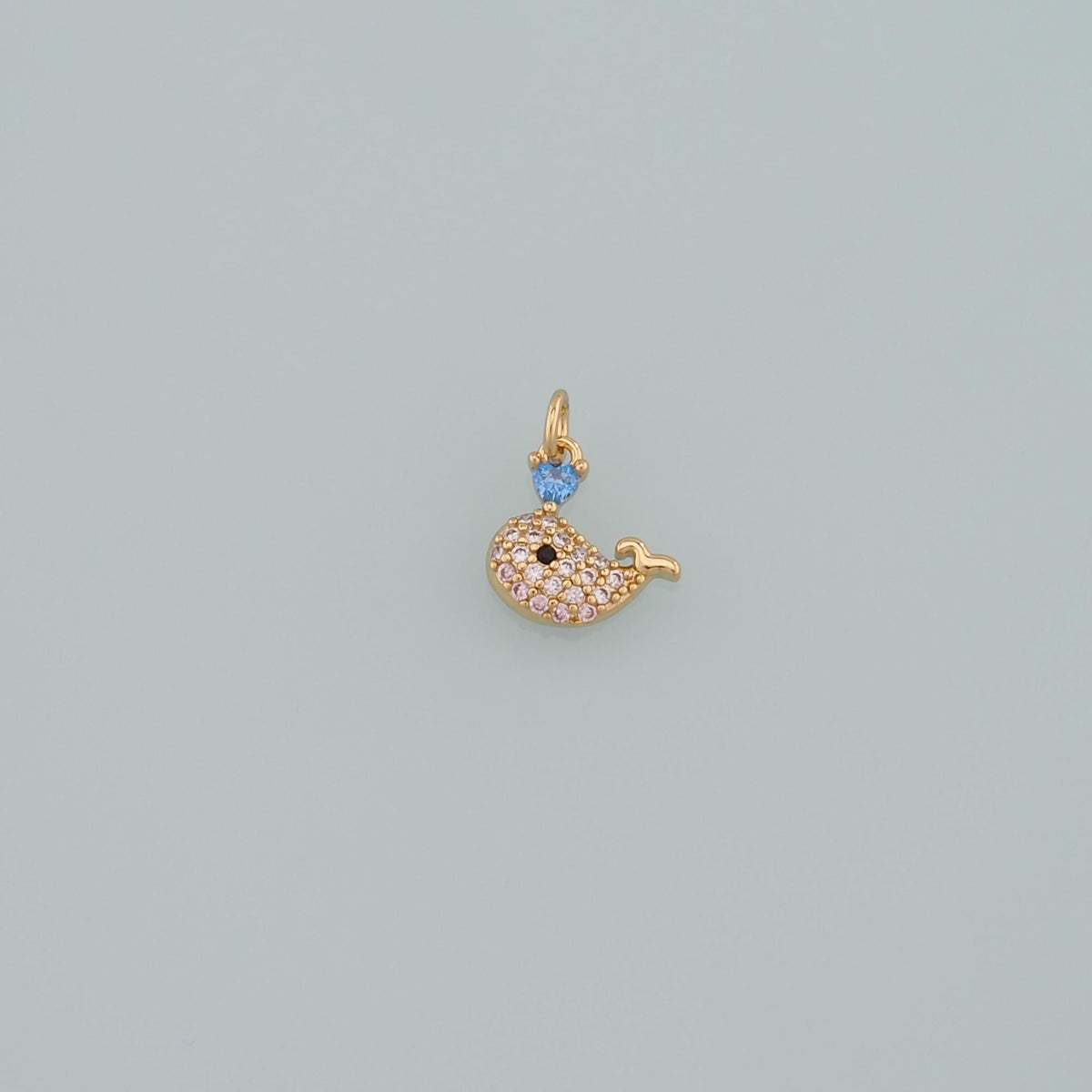 Gold Sea Animals Charms,18K Gold Filled Whale Pendant,CZ Micro Pave Whale Charm Bracelet Necklace for DIY Jewelry Making Supp