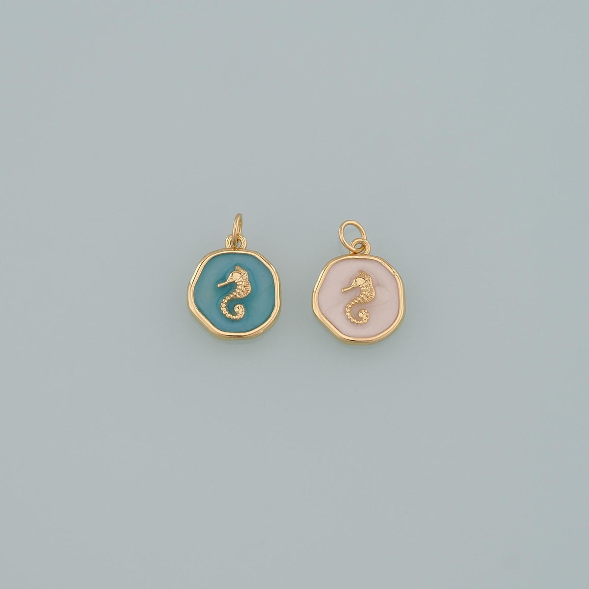 Gold Sea Animals Charm,18K Gold Filled Seahorse Pendant,Enamel Seahorse Charm Bracelet Necklace for DIY Jewelry Making Supply