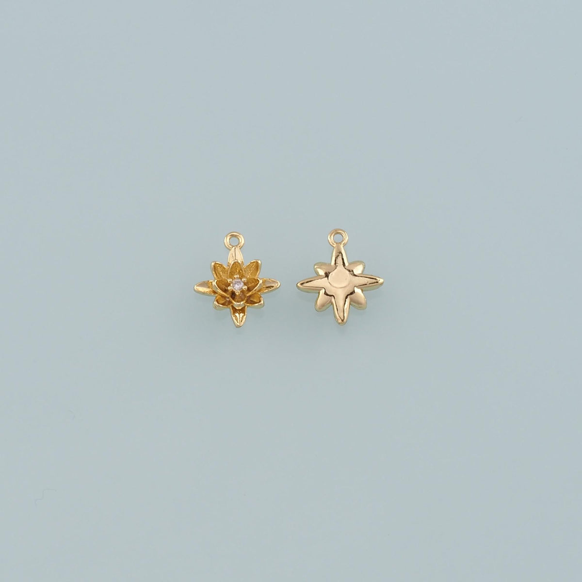 Gold Flower Charms,18K Gold Filled Flower Pendant,CZ Micro Pave Flower Charm Bracelet Necklace for DIY Jewelry Making Supply