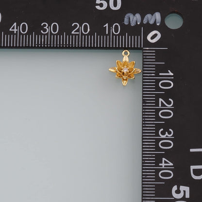 Gold Flower Charms,18K Gold Filled Flower Pendant,CZ Micro Pave Flower Charm Bracelet Necklace for DIY Jewelry Making Supply